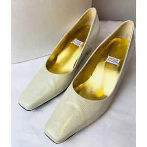 Timothy Housman Ivory Shimmer Leather Heels Pumps Size 8